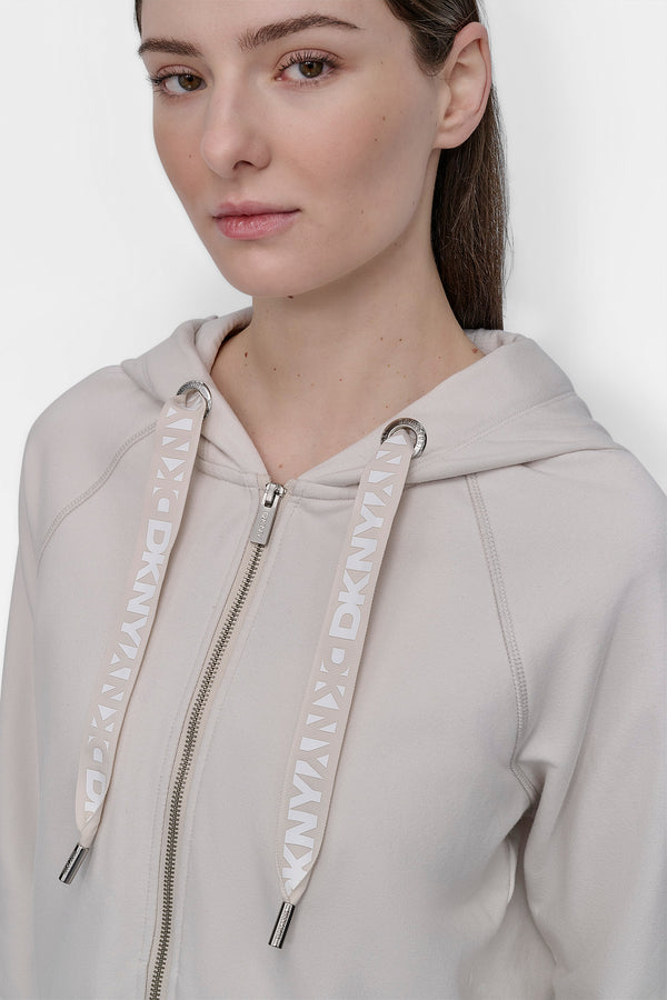 Dkny LOGO DRAWSTRING PERFORMANCE HOODIE SAND