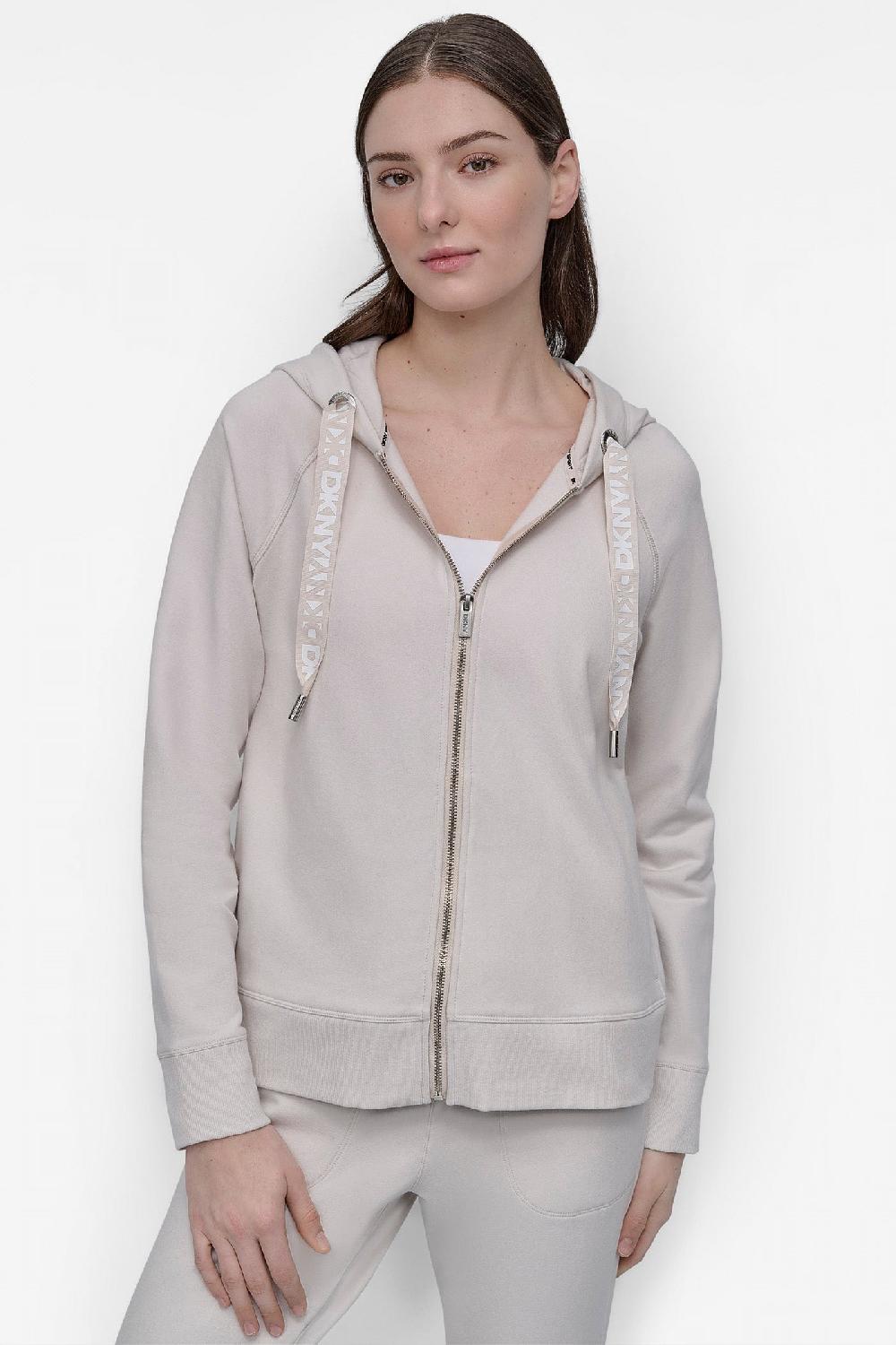 dkny LOGO DRAWSTRING PERFORMANCE HOODIE SAND