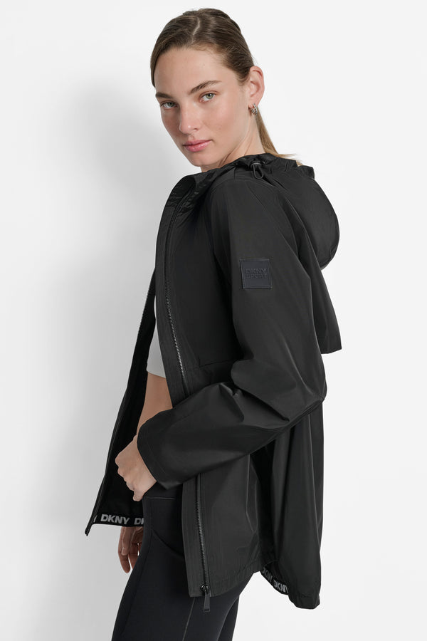 Dkny LOGO-EMBELLISHED HOODED JACKET Black