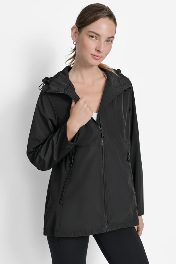 Dkny LOGO-EMBELLISHED HOODED JACKET Black