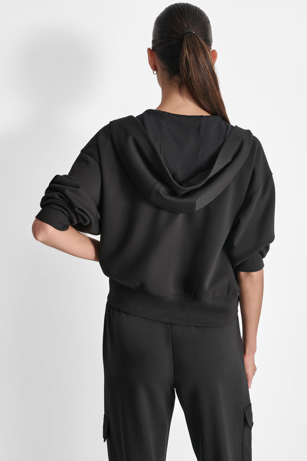 Dkny LOGO-EMBELLISHED HOODIE JACKET Black