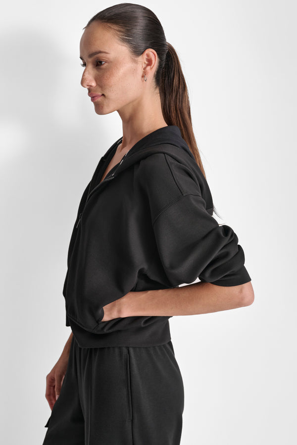 Dkny LOGO-EMBELLISHED HOODIE JACKET Black