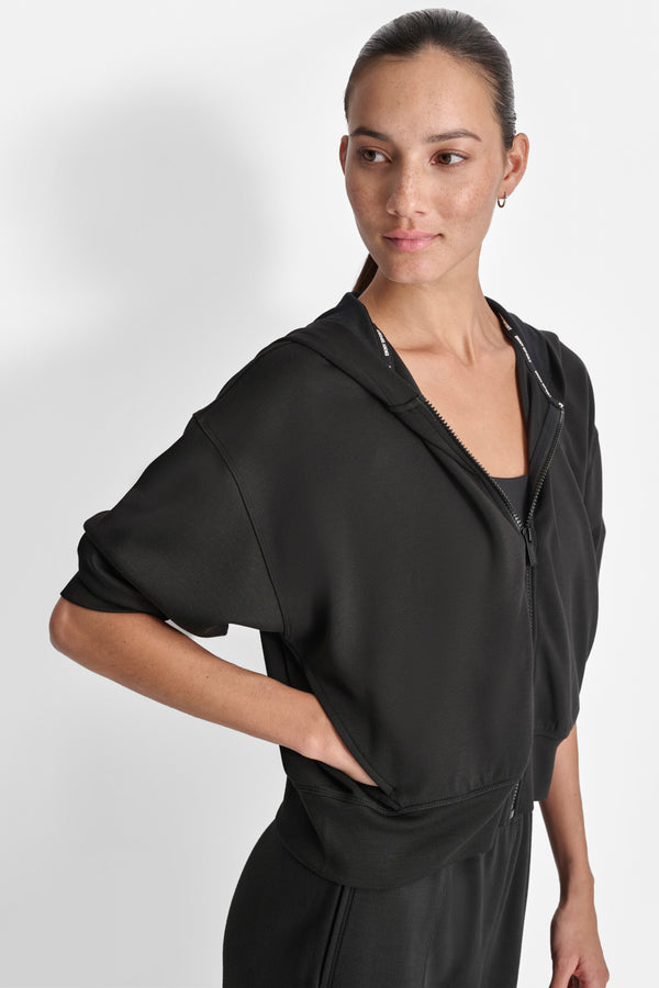 Dkny LOGO-EMBELLISHED HOODIE JACKET Black