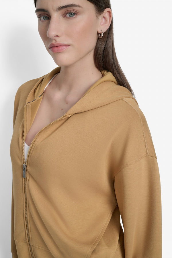 Dkny LOGO-EMBELLISHED HOODIE JACKET WHISKEY