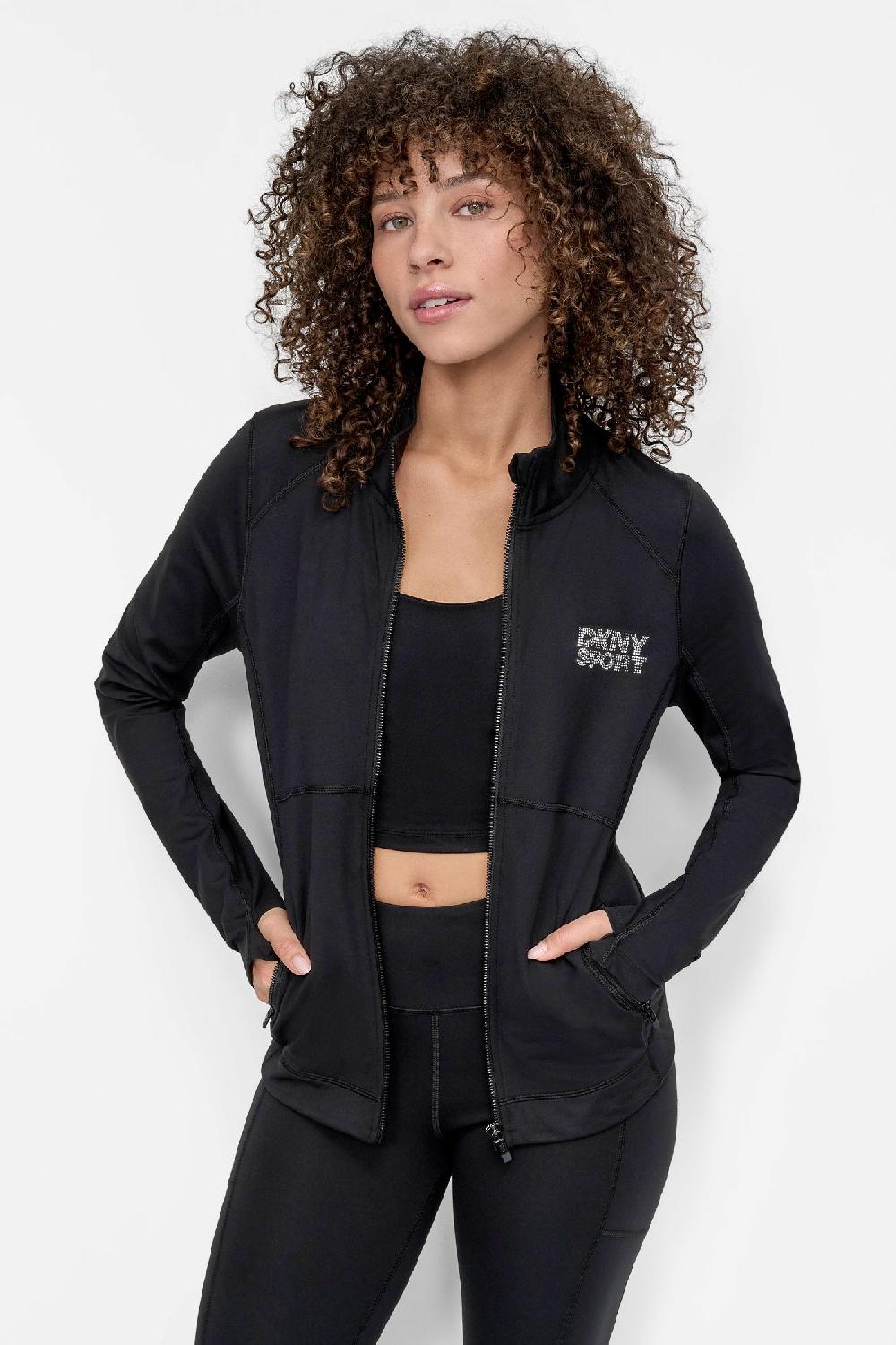 dkny LOGO-EMBELLISHED JACKET Black/Silver
