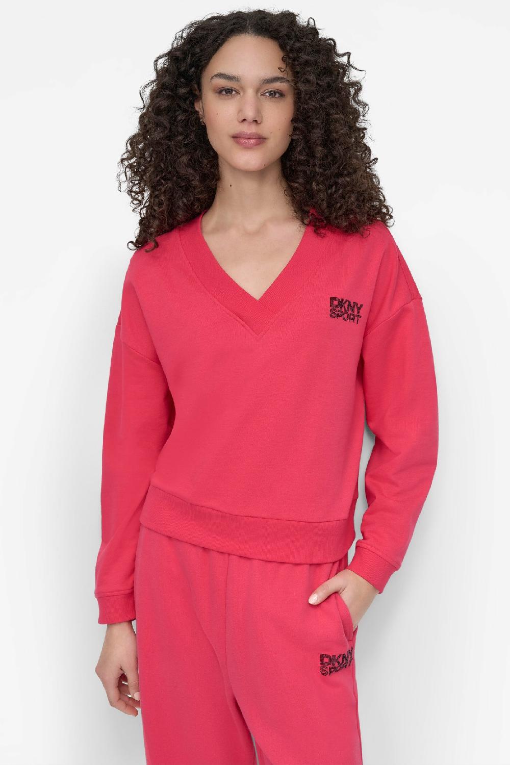 dkny LOGO-EMBELLISHED SWEATSHIRT Azalea/Black