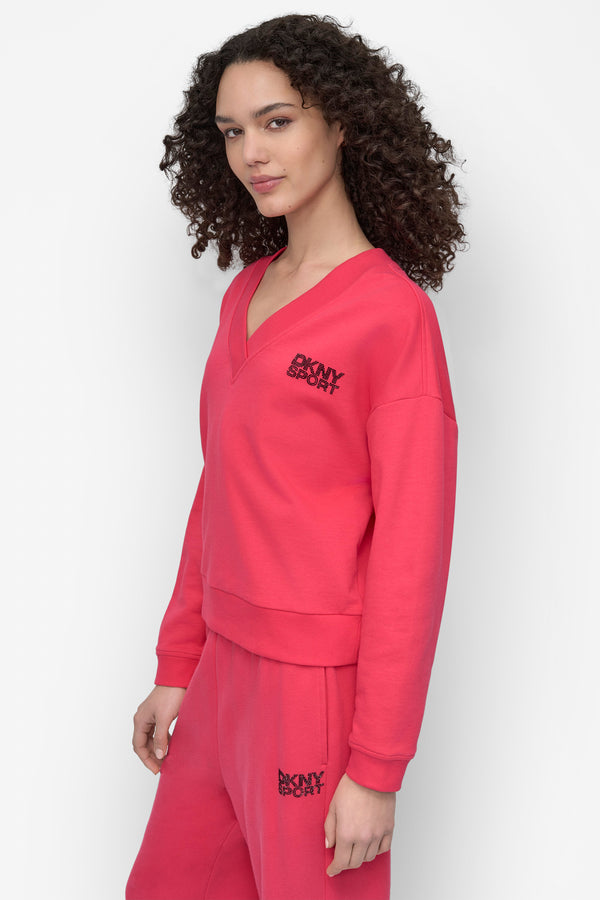 Dkny LOGO-EMBELLISHED SWEATSHIRT Azalea/Black
