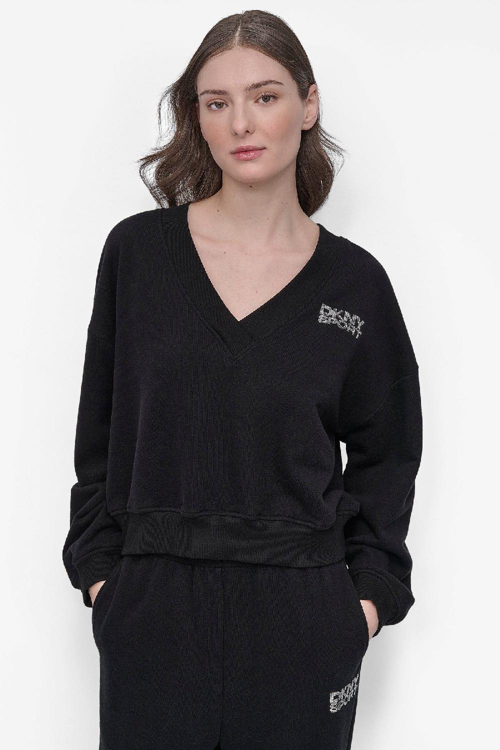 dkny LOGO-EMBELLISHED SWEATSHIRT Black/Clear