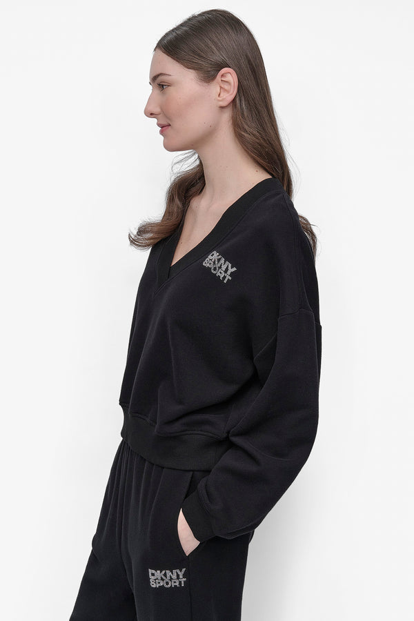 Dkny LOGO-EMBELLISHED SWEATSHIRT Black/Clear