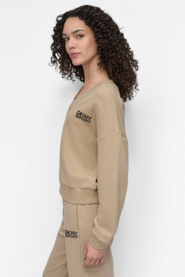 Dkny LOGO-EMBELLISHED SWEATSHIRT Travertine/Black