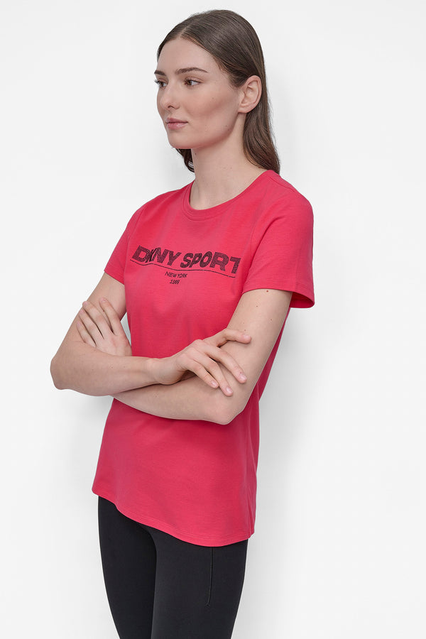 Dkny LOGO-EMBELLISHED TEE Azalea/Black