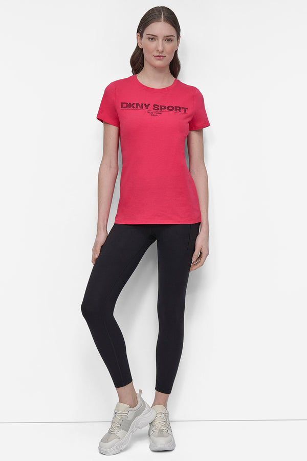 Dkny LOGO-EMBELLISHED TEE Azalea/Black