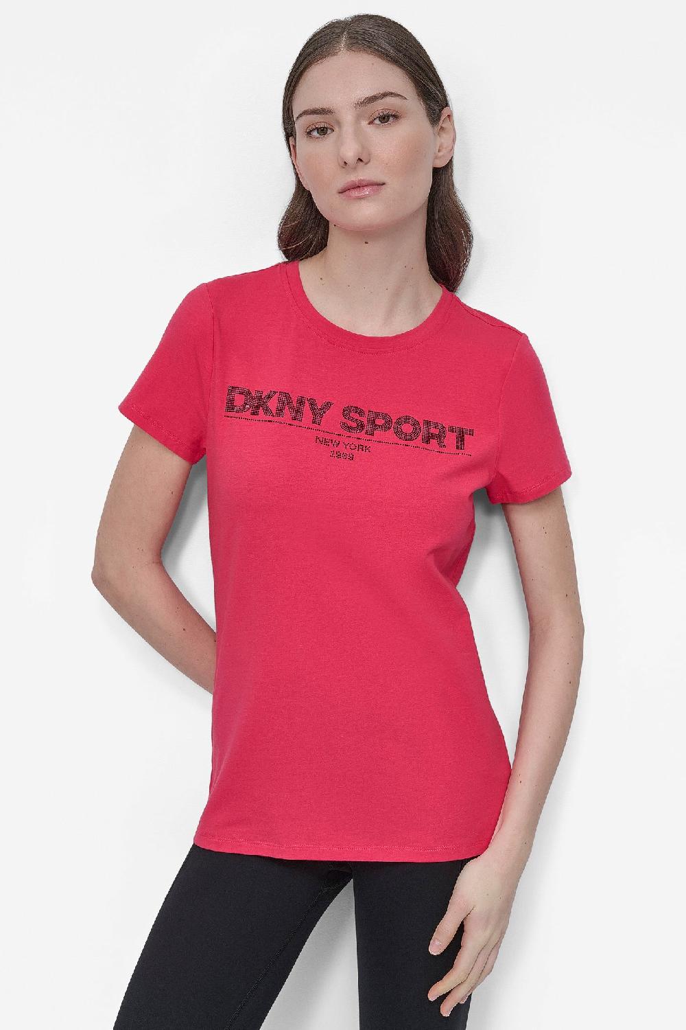 dkny LOGO-EMBELLISHED TEE Azalea/Black