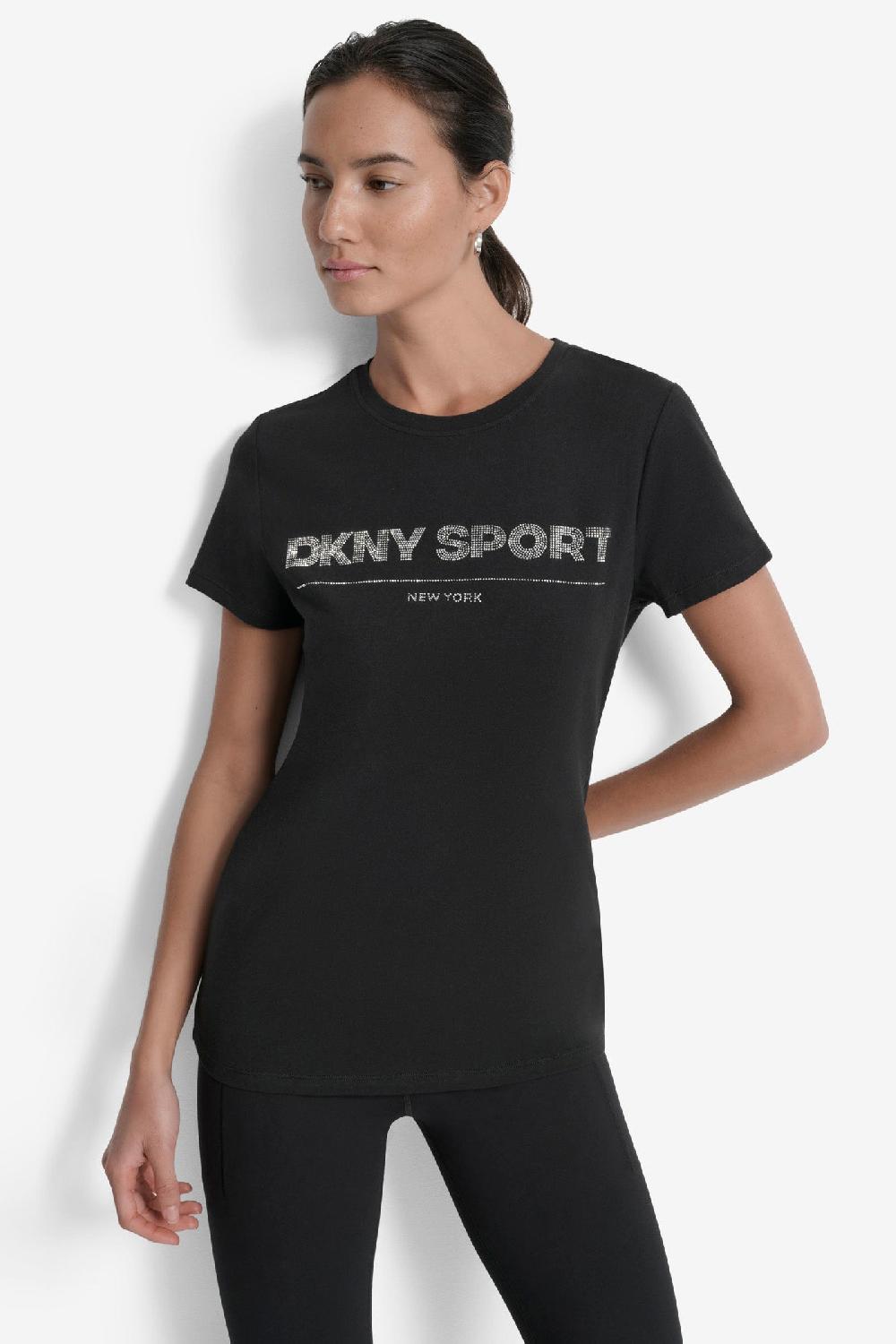 dkny LOGO-EMBELLISHED TEE Black/Clear