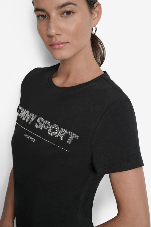 Dkny LOGO-EMBELLISHED TEE Black/Clear