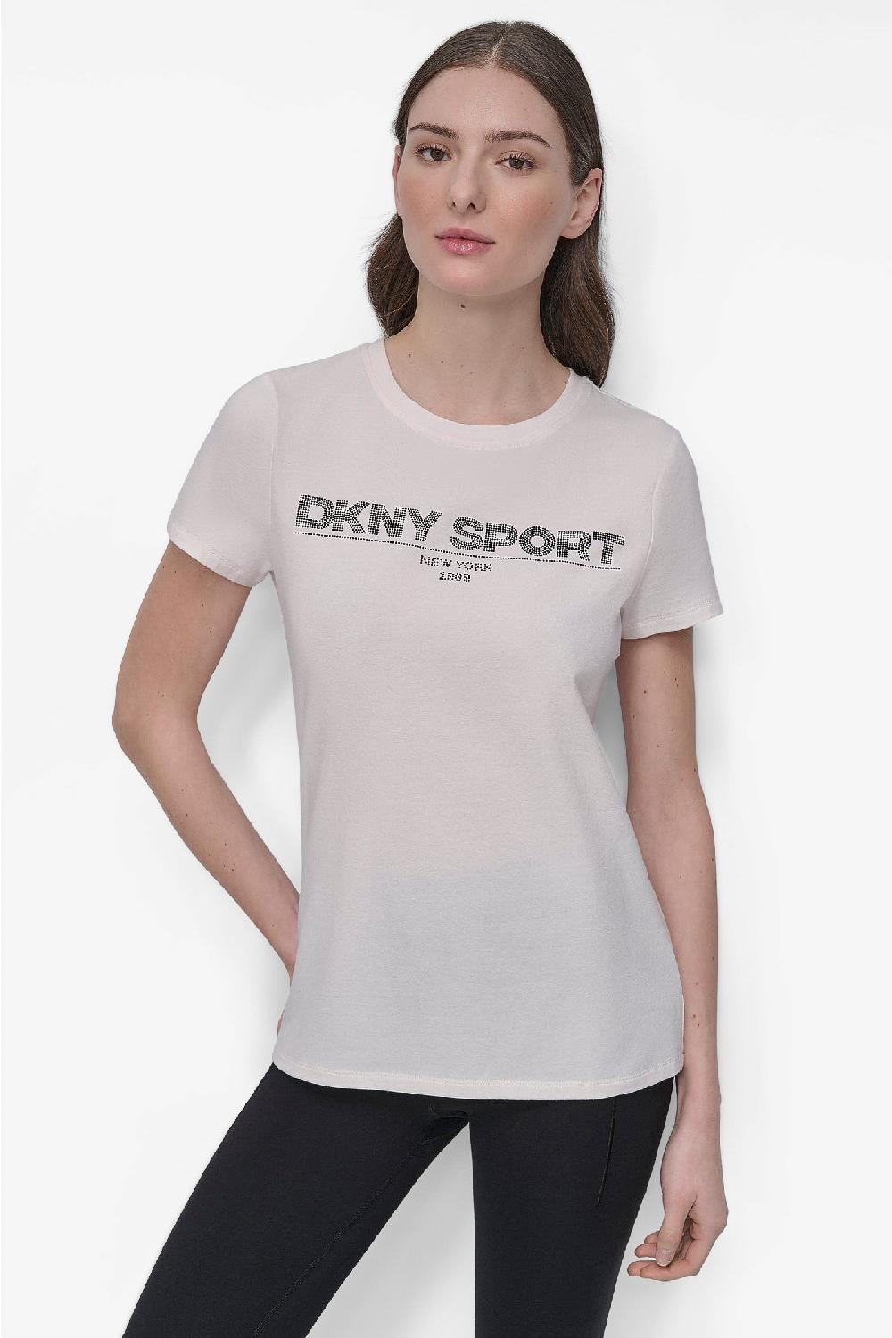dkny LOGO-EMBELLISHED TEE Ivory/Black