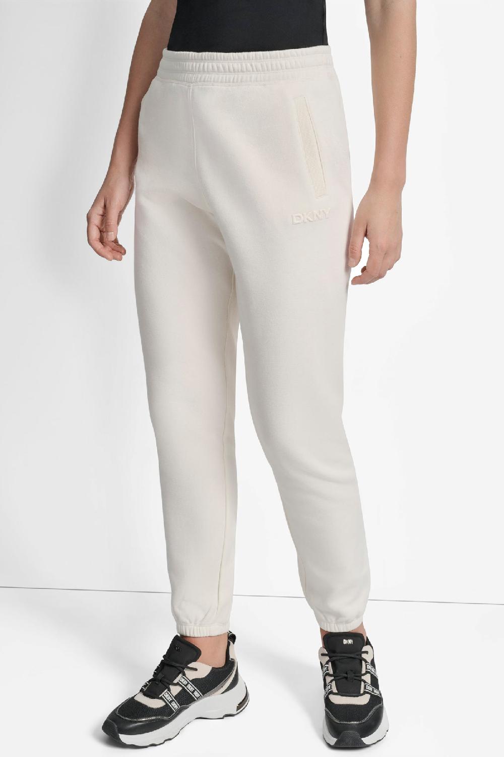 dkny LOGO-EMBOSSED SLIM JOGGER EGGNOG