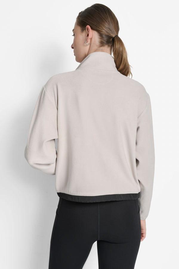 Dkny LOGO EMBROIDERED FLEECE JACKET OAT