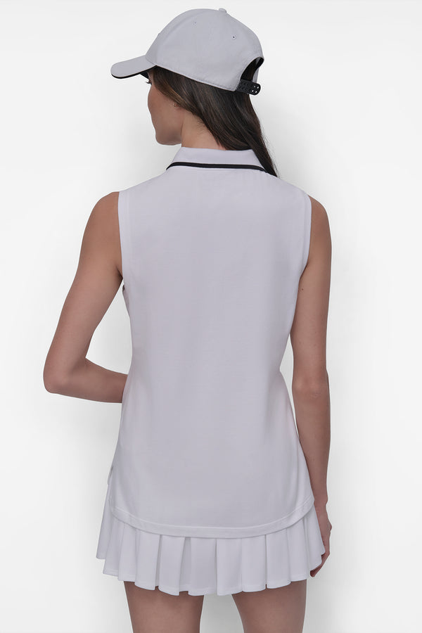 Dkny LOGO-EMBROIDERED PERFORMANCE POLO TANK White