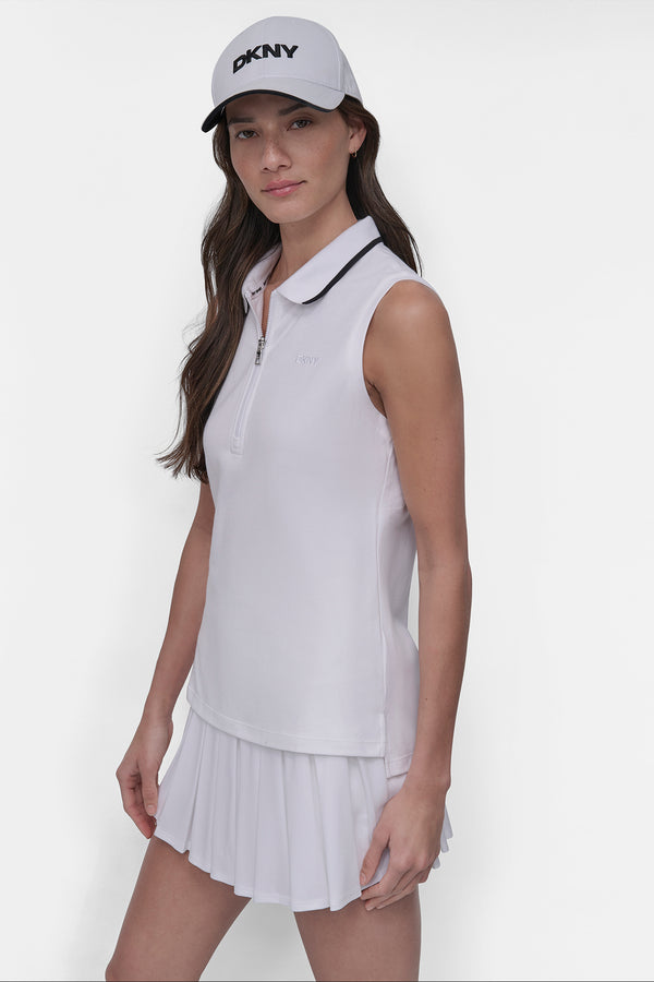 Dkny LOGO-EMBROIDERED PERFORMANCE POLO TANK White