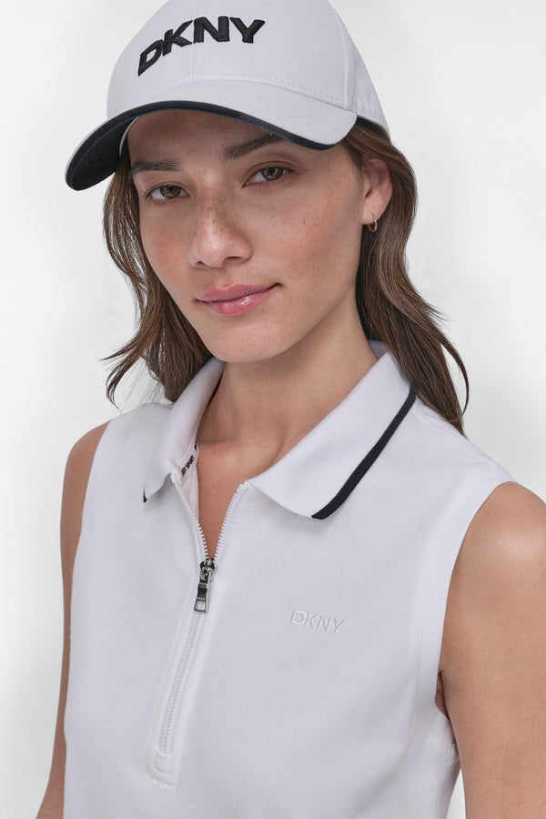 Dkny LOGO-EMBROIDERED PERFORMANCE POLO TANK White