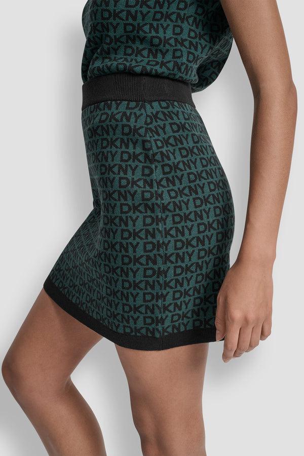 Dkny LOGO JACQUARD SHORT SKIRT COOL PINE/BLACK