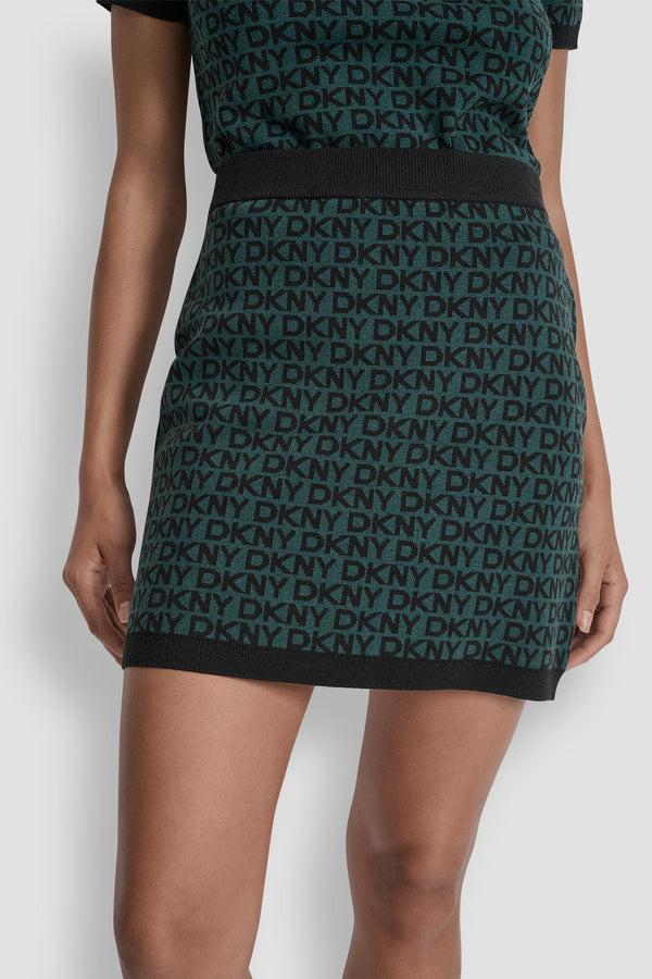 Dkny LOGO JACQUARD SHORT SKIRT COOL PINE/BLACK