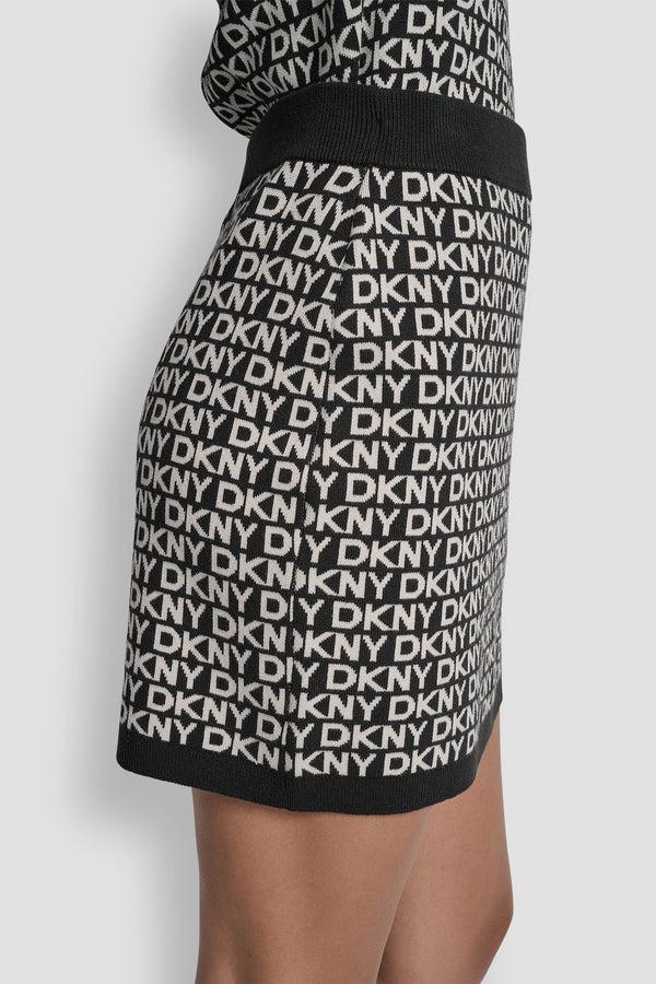 Dkny LOGO JACQUARD SHORT SKIRT EGGNOG/BLACK