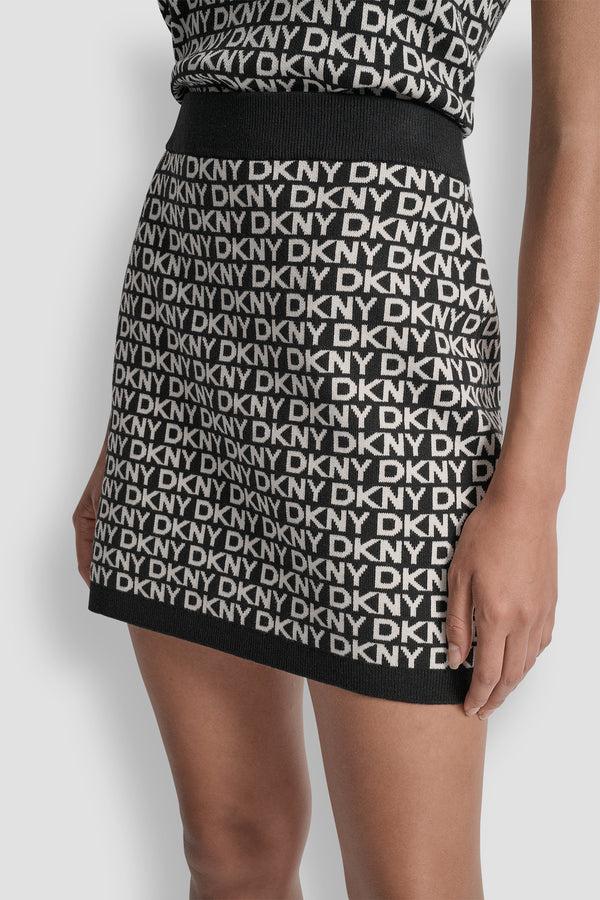Dkny LOGO JACQUARD SHORT SKIRT EGGNOG/BLACK