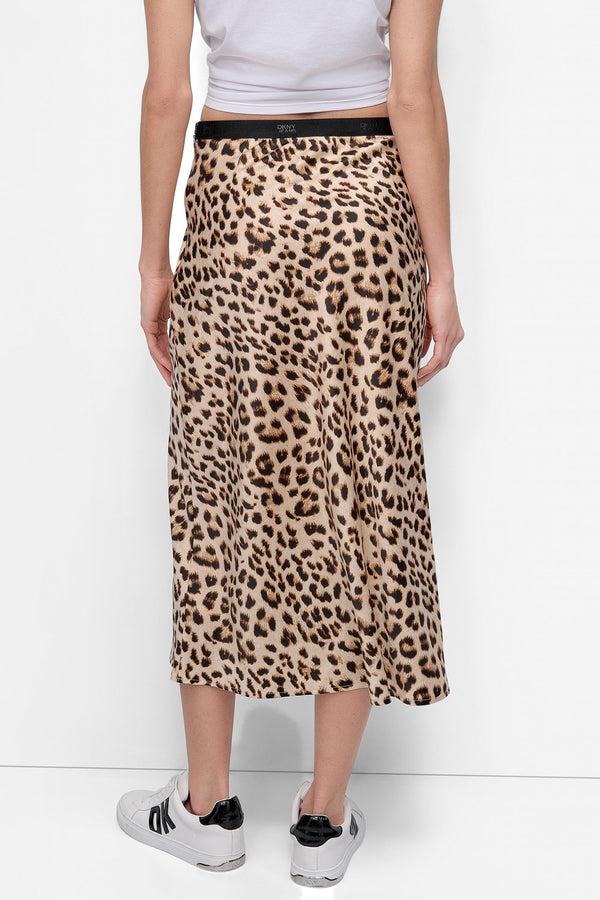 Dkny LOGO MIDI SLIP SKIRT Leopard Whiskey