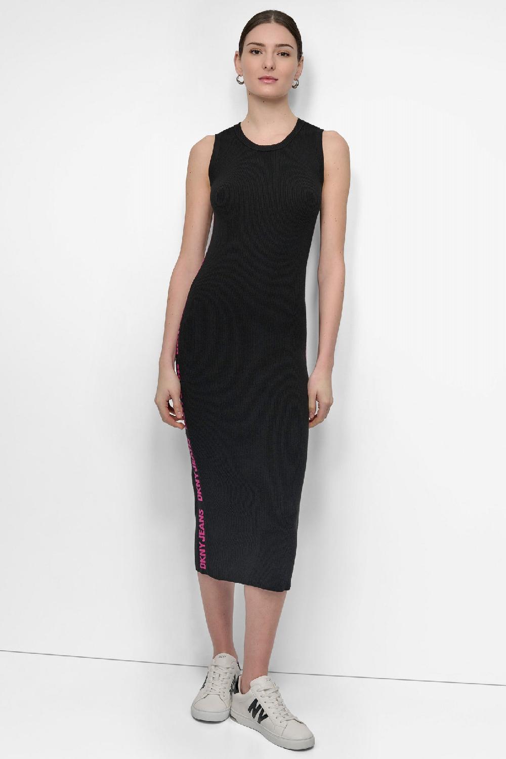 dkny LOGO MIDI SWEATER TANK DRESS Wildberry/Black