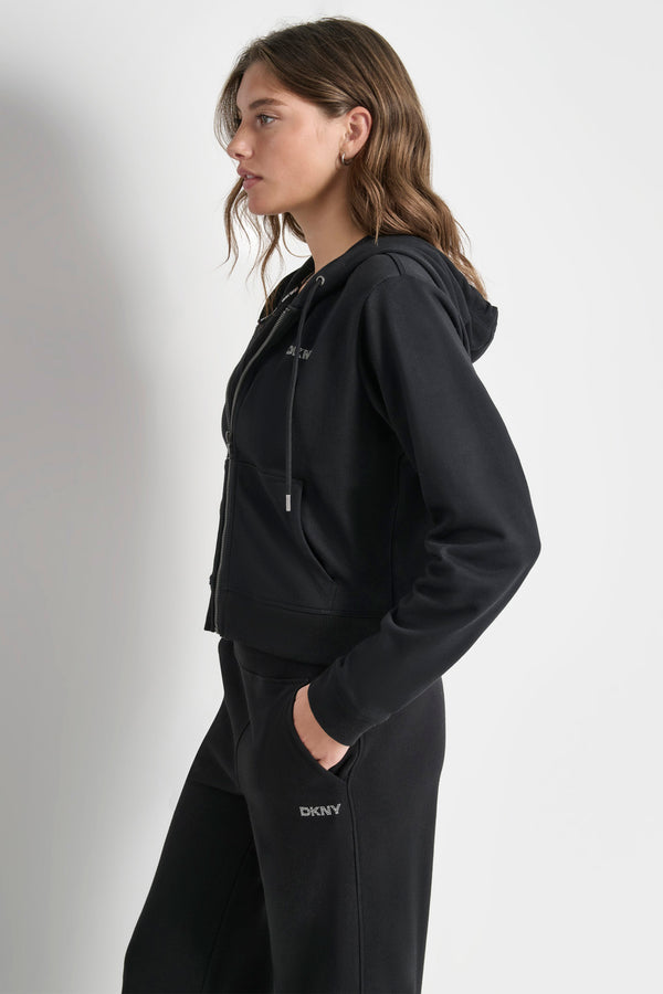Dkny LOGO STUDDED HOODIE Black