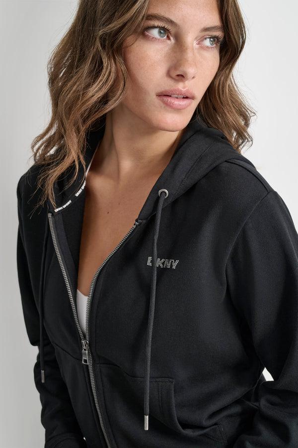 Dkny LOGO STUDDED HOODIE Black