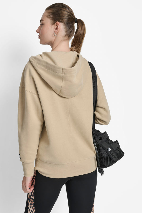 Dkny LONG HOODIE JACKET TRAVERTINE