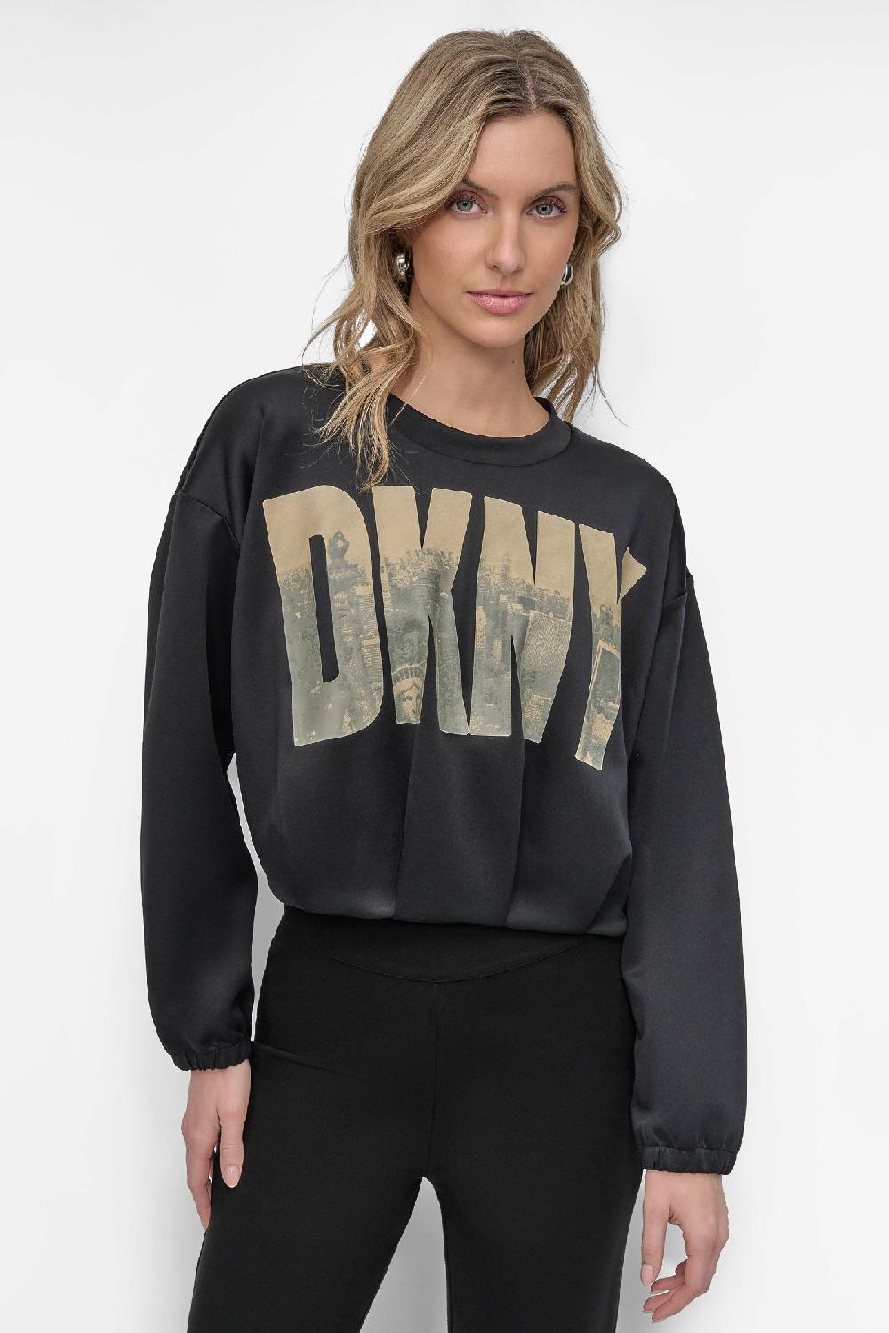 dkny LONG SLEEVE SOFT HAND SCUBA SOHO CREW Black