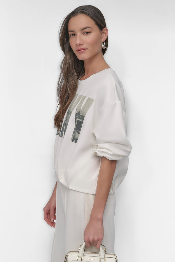 Dkny LONG SLEEVE SOFT HAND SCUBA SOHO CREW White