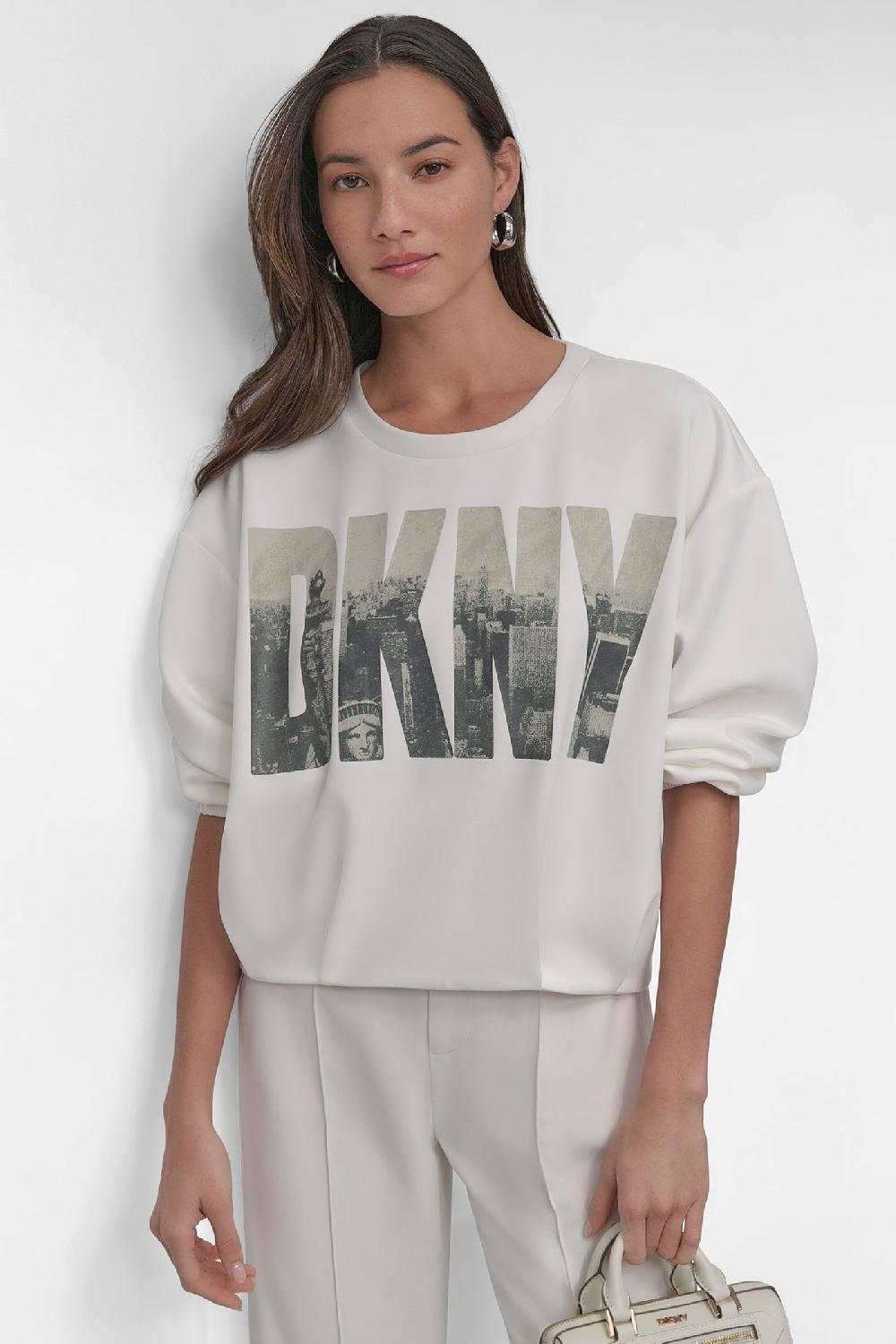 dkny LONG SLEEVE SOFT HAND SCUBA SOHO CREW White