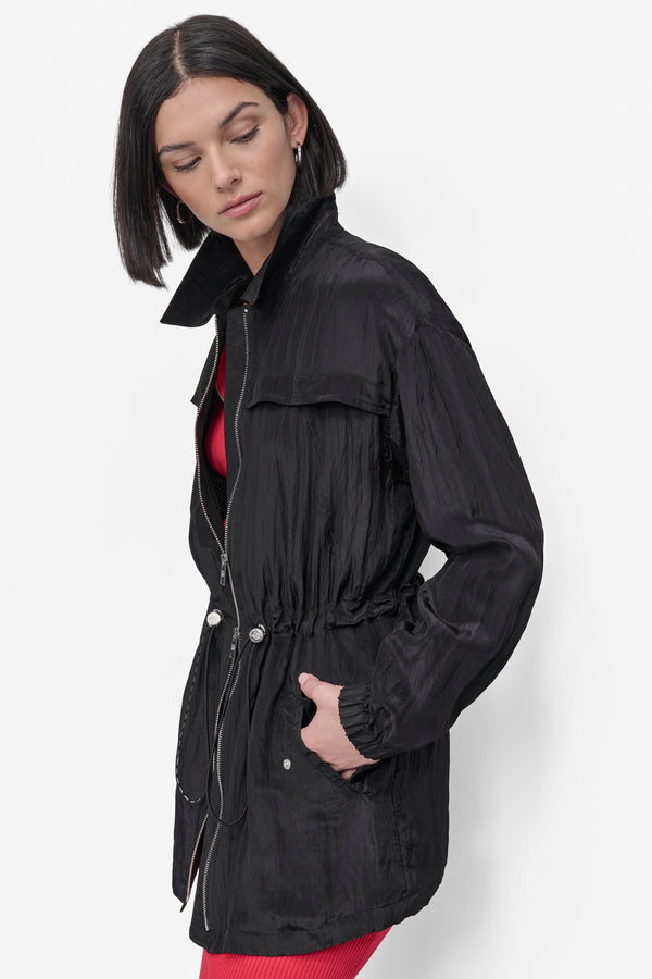 Dkny LONG SLEEVE TEXTURED ANARAK JACKET Black