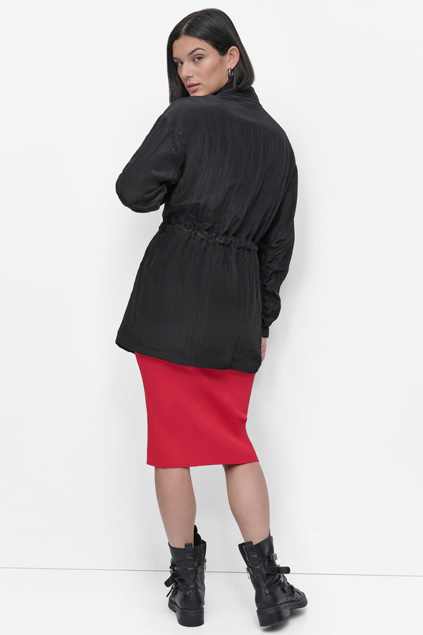 Dkny LONG SLEEVE TEXTURED ANARAK JACKET Black