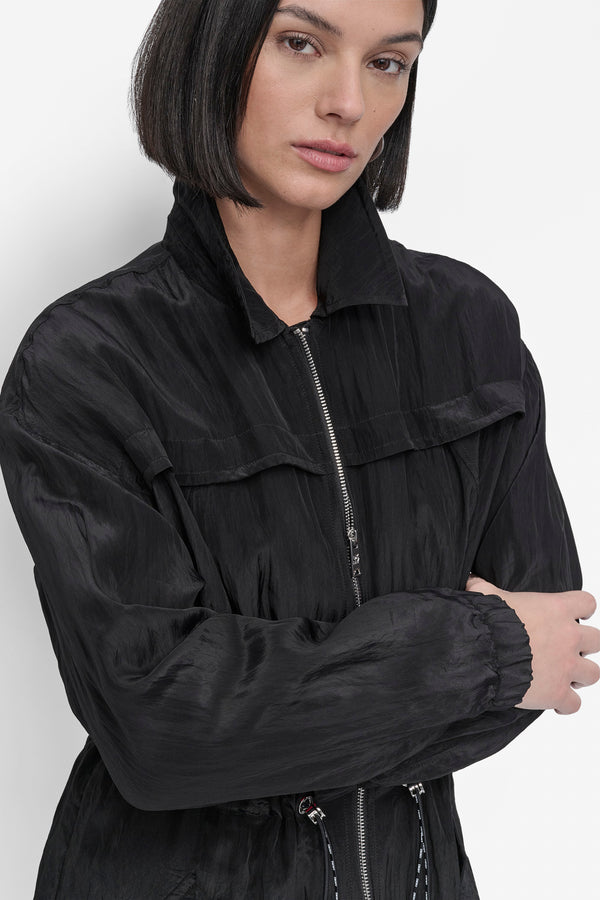 Dkny LONG SLEEVE TEXTURED ANARAK JACKET Black