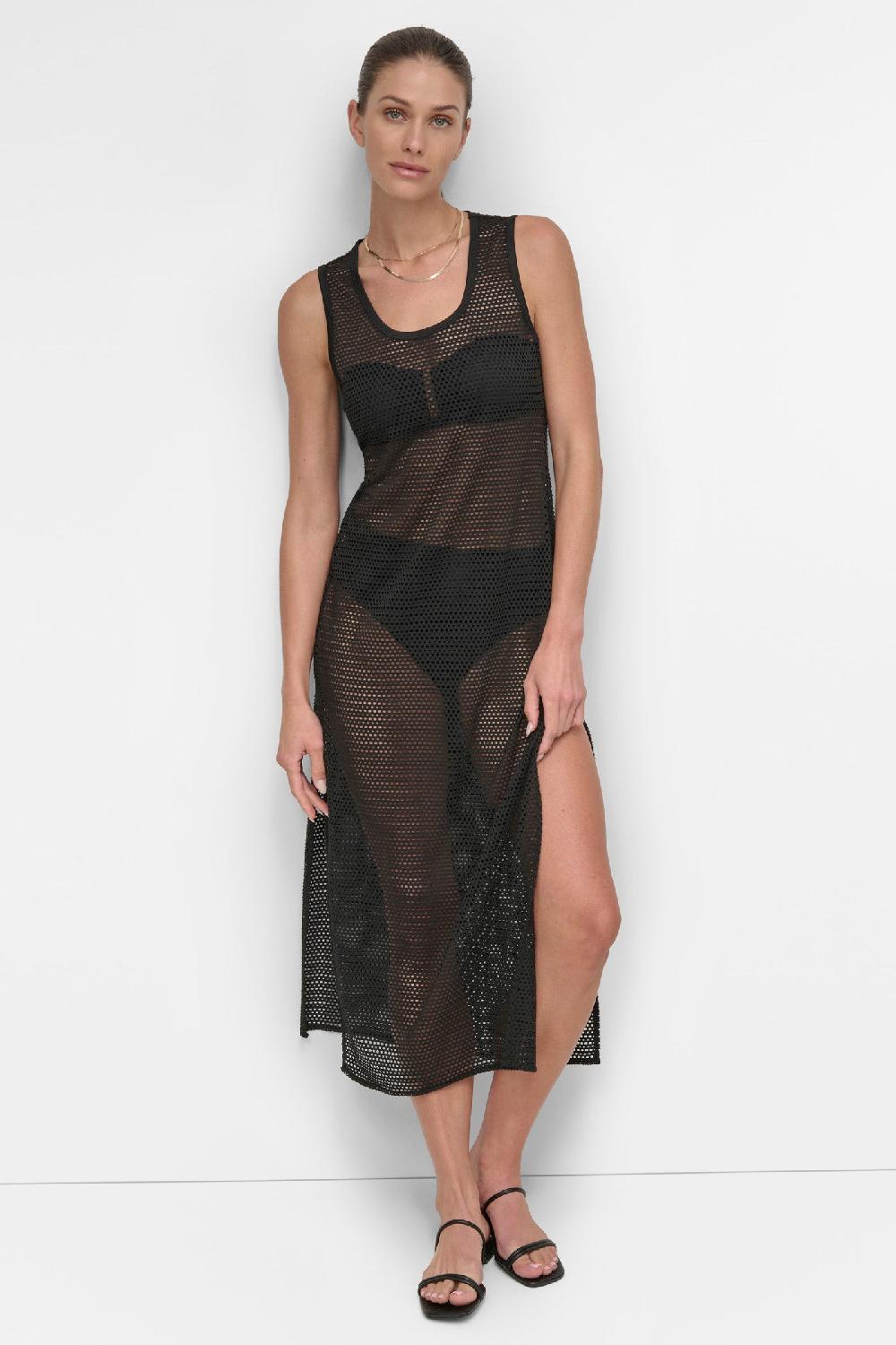 dkny MESH MAXI BEACH DRESS Black