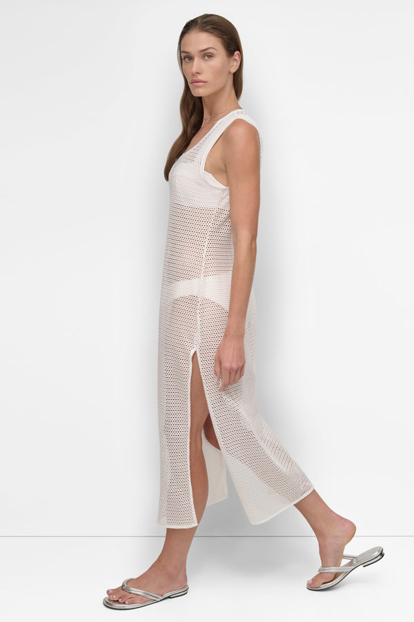 Dkny MESH MAXI BEACH DRESS Soft White