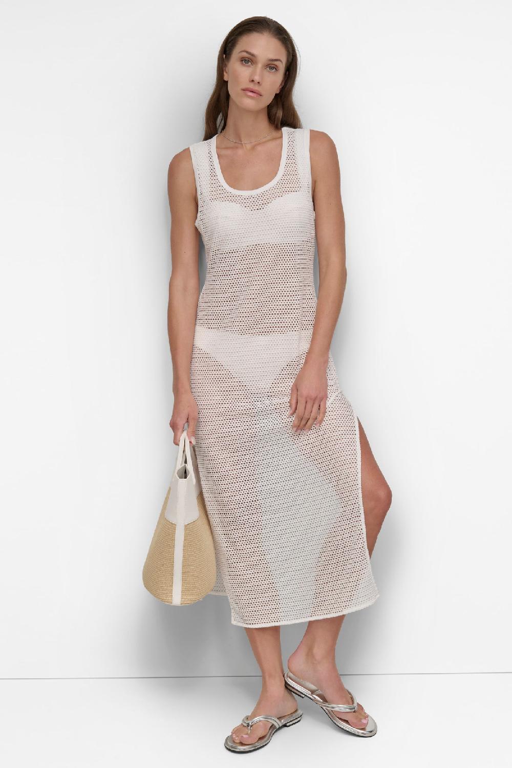 dkny MESH MAXI BEACH DRESS Soft White