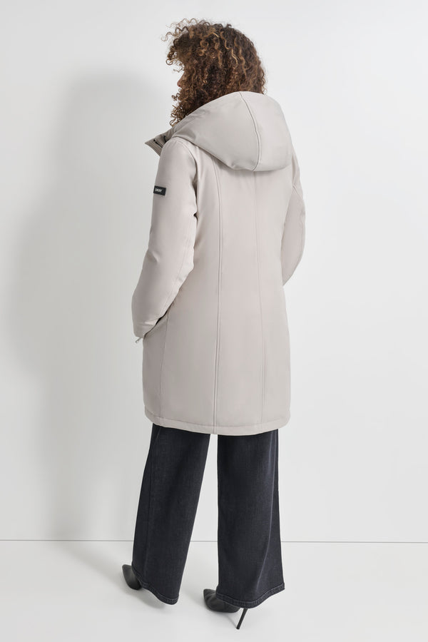 Dkny MID LENGTH HOODED SOFT SHELL JACKET White