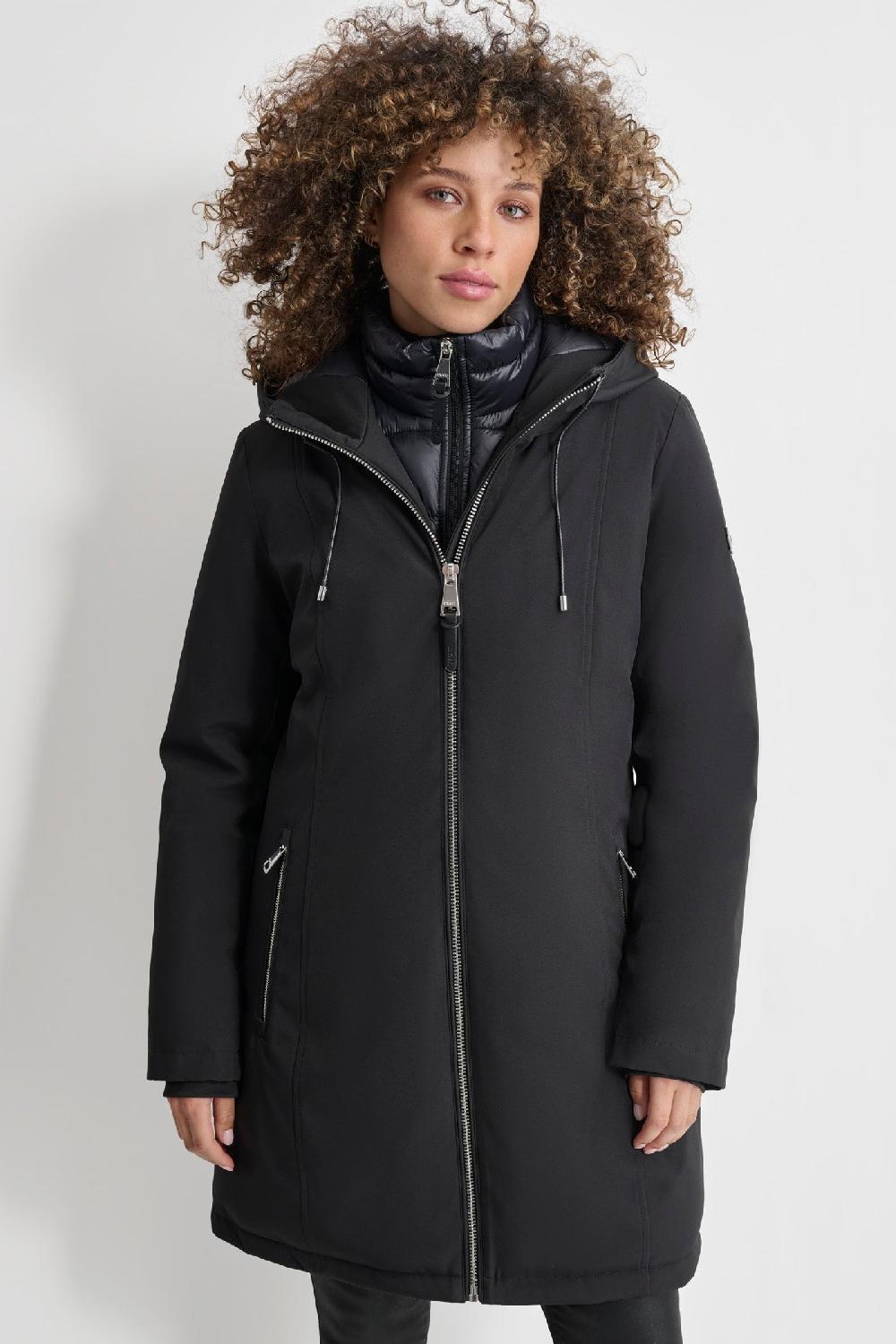dkny MID LENGTH SOFT SHELL JACKET Black