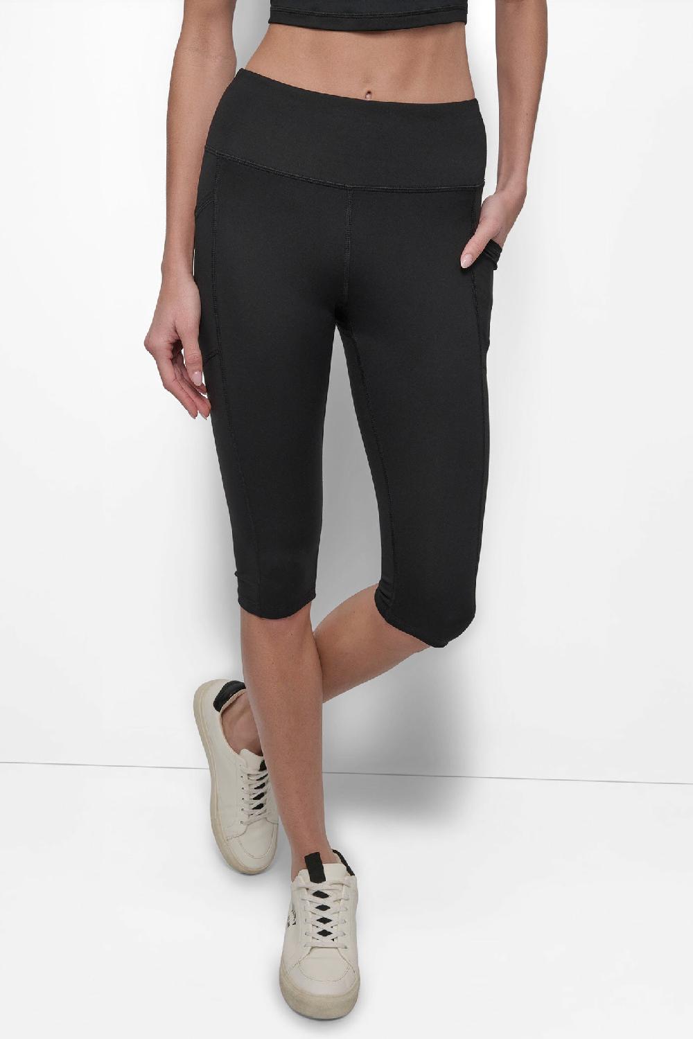 dkny MID-RISE MINI COMPRESSION CAPRI PANT Black