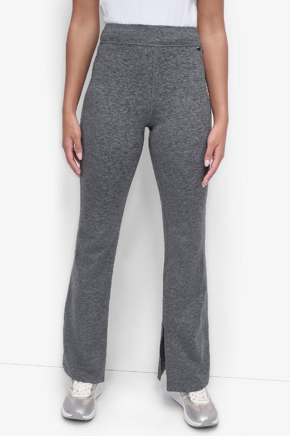 dkny MID-RISE VENTED FLARE PANTS BLACK SPACEDYE
