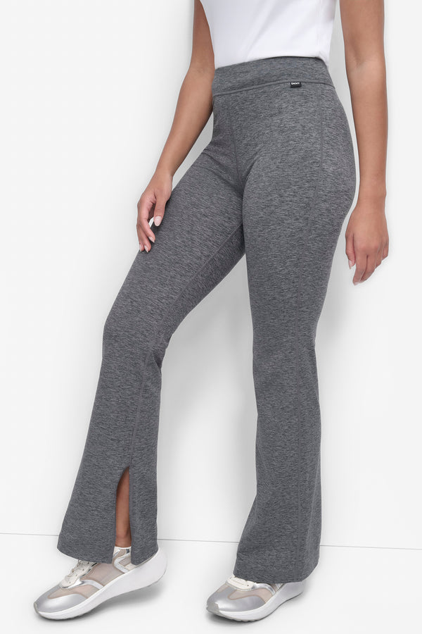 Dkny MID-RISE VENTED FLARE PANTS BLACK SPACEDYE