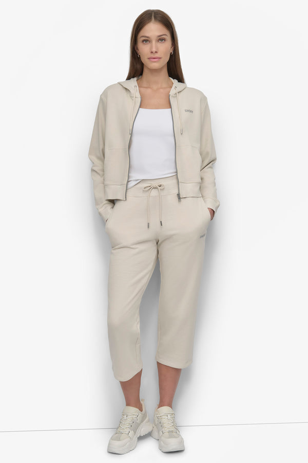 Dkny MINI STUD LOGO CROP PANT Light City Khaki