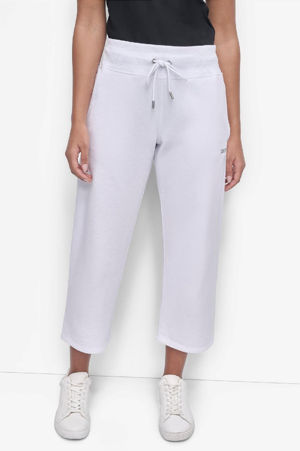 dkny MINI STUD LOGO CROP PANT White